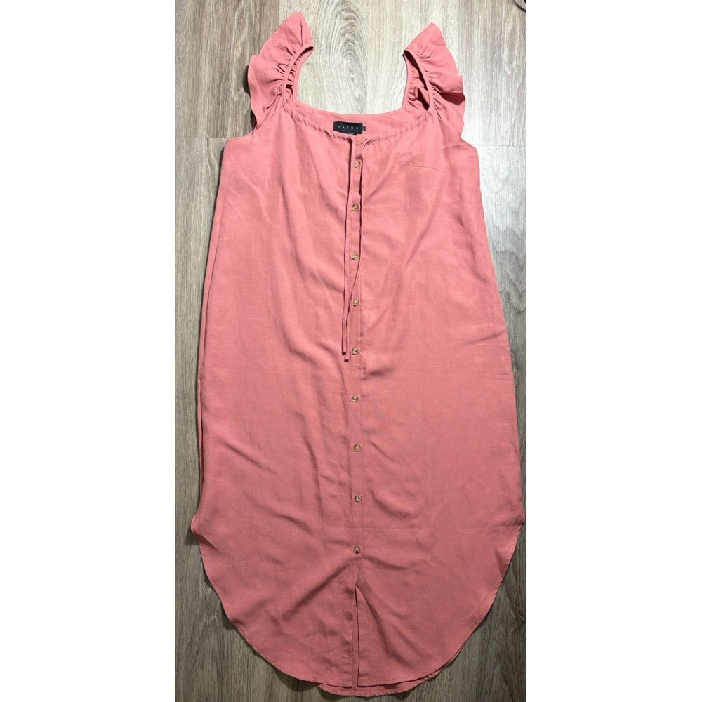 Hatch Dusty Rose Ruffle-Shoulder Midi Dress - Picture 3 of 11